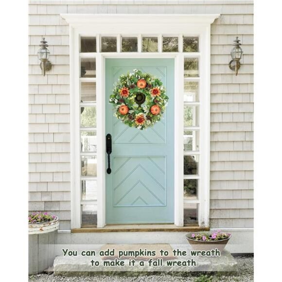 Artificial Spring Summer Greenery Wreaths for Front Door Green Eucalyptus - Picture 5 of 7